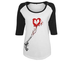 Mister Tee Damen Ladies Pistol Heart Raglan Tee