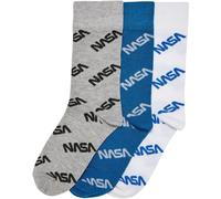 Mister Tee Jungen Socken Nasa Allover Socks Kids 3-Pack Brightblue/Grey/White