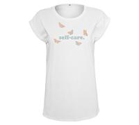Mister Tee Ladies Self-Care Tee T-Shirt Butterfly Top White 100% Cotton
