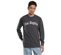 Mister Tee Men's Los Angeles Wording Crewneck Sweatshirt, Charcoal, L