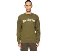 Mister Tee Men's Los Angeles Wording Crewneck Sweatshirt, Olive, M