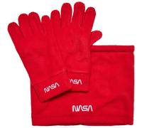 Mister Tee NASA Fleece Set Scarf Gloves Logo Neck Warmer Unisex New