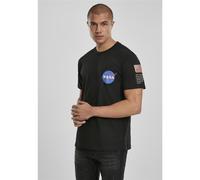 Mister Tee Nasa Insignia Logo Flag Tee USA Crew Neck Short Black Space