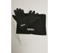 Mister Tee Scarf Gloves NASA Fleece Set Black