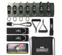 Mister Workout Fitness Kit - 7 Resistance Bands, Handles, Straps, Anchors, Carry Bag - Muscle Strengthening, Mobility, Rehabilitation - Home and Outdoor Training