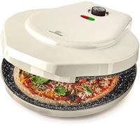 MisterChef Ceramic 1450W Pizza Maker - 12-inch / 30cm, Low & High Slow Cook - Dual Ceramic Non-Stick Plates for Even Cooking - Free Recipe Book - 2-Year Warranty - Cream