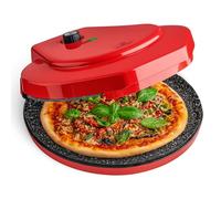 MisterChef Ceramic Pizza Maker 1450W 12 Inch Non-Stick Plates, Red