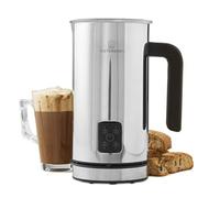 MisterChef Large 500W Automatic Milk Frother & Warmer - 4 Modes Hot & Cold Milk Frothing - 300ml Heating / 150ml Frothing Capacity - Silent Operation - Extra Whisks - Chrome