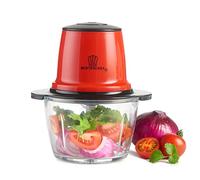 MisterChef® Mini Food Processor Red - 1.5 L Glass Bowl, 200W Compact Blender & Chopper for Vegetables, Meat & Baby Food - Turbo Function, Easy Clean, 1-Year Warranty
