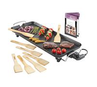 MisterChef XL Teppanyaki Grill - Electric BBQ Table Top Grill with Adjustable Temperature Control and 8 Spatulas - 1800W - Free Recipe Book Enclosed, 2 Year Warranty