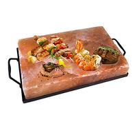 Mistermoby NATURAL HIMALAYAN CRYSTAL SALT COOKING BLOCK PLATE 12"X8" 30X20CM AND HOLDER SET
