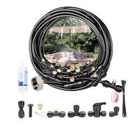 Misters for Outside Patio, 26FT-59Ft(8M/10M/15M/18M) Misting Line+18 Mist Nozzles, Outdoor Misters Cooling System for Patio, Garden Umbrellas, Lawn, Greenhouse Trampoline Waterpark (15M)