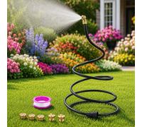 Misters for Outside Patio, Standing Outdoor Hose Misting Cooling System, Hose Misting Sprinkler Cooling System for Chicken Coop, Backyard, Garden, Tanning, BBQ, Pool, and Bird Bath (Black)