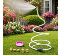 Misters for Outside Patio, Standing Outdoor Hose Misting Cooling System, Hose Misting Sprinkler Cooling System for Chicken Coop, Backyard, Garden, Tanning, BBQ, Pool, and Bird Bath (White)