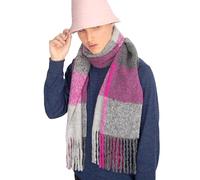MISTI Oversized Scarf for Men and Women | Chunky Knit Baby Alpaca Wool Wrap | Soft Warm Winter Scarves, Pink & Gray