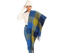 MISTI Oversized Scarf for Men & Women | Chunky Knit Baby Alpaca Wool Wrap | Soft Warm Winter Scarves, Blue & Yellow