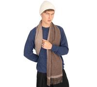 MISTI Warm Winter Scarf for Men and Women | 100% Baby Alpaca | Natural Undyed & Ethically Made in Peru (Dark & Light Brown)