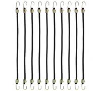 Mistillion 10 Pack 24cm Mini Bungee Cords with Hooks, Heavy Duty Elastic Straps, 4mm Thick Weatherproof Black Bungee Cords for Bundling Securing Small Items