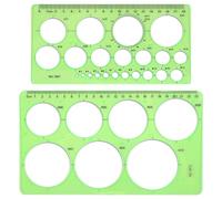 Mistillion 2 Pack Circle Template Rulers, 25x14cm High Transparent Plastic Circle Drawing Stencils with 29 Metric Sizes, Precision Geometric Drafting Templates for Architectural Design