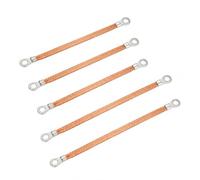 Mistillion 5Pcs Vehicle Earth Bonding Straps, 1.27×25.4cm & 1.27×33.02cm Tin-Plated Oxygen-Free Copper Grounding Straps with 8mm Ring Terminals for Cars, Automotive & Industrial Use
