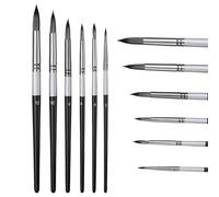 Mistillion 6Pcs Detail Round Paint Brushes Set, Taklon Nylon Hair Pointed Tip Brushes, Birch Wood Art Brushes for Watercolour Acrylic Oil Gouache Tempera