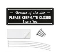 Mistillion Beware of The Dog Sign, 25x9cm Aluminium Please Keep Gate Closed Sign, UV Rust Scratch Water Resistant Safety Warning Sign for Gate Wall Fence