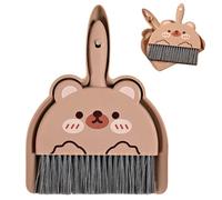 Mistillion Mini Dustpan and Brush Set, 23×18cm Small Cleaning Broom with Soft PET Bristles, Portable Snap-in Storage Cleaning Tools for Home Desktop Keyboard Car Office Counter (Brown)