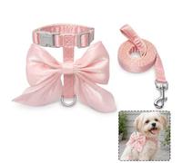 Mistillion Pink Big Bow Tie Cat Harness and Lead Set, Escape Proof Soft Adjustable Harness Leash for Small Medium Cats Puppies Small Dogs