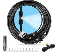 Misting Cooling System, DIY Misting Line +Brass Mist Nozzles+ a Brass Connector(3/4'') Outdoor Mister System for Patio Waterpark Garden Trampoline Greenhouse (19.7ft (6m))