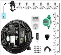 Misting Cooling System Kit with 12V Pump - DIY Outdoor Irrigation System with 49.2ft Tube & 21 Nozzles
