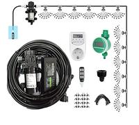 Misting Cooling System Kit with Timer, 24V Silent Pump, Brass Sprayers - Outdoor Patio Mister for Garden Irrigation