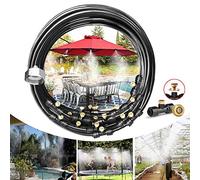 Misting Cooling System, Pre-Assembled Misting Kit,75FT (27M) Misting Line + 27 Brass Mist Nozzles + a Brass Adapter(3/4") Outdoor Mister for Patio Garden Greenhouse Trampoline Sprinkle