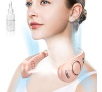 Misting Neck Fan,Collapsible Neck Fans Portable Rechargeable Battery,Cordless Leafless Headphone Wear Hands Free Devices,Cold Small Light Weight Noiseless Breeze Around the Neck Cooler Tool Spray Pink