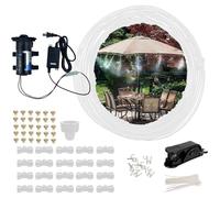 Misting Nozzle Adjustable Brass Atomizing, Micro Spray Misting Cooling System Kit with Pump Garden Greenhouse Umbrella Multiple Sizes(25M(82ft)-40 nozzles)