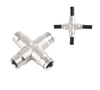 Misting Nozzle Adjustable Brass Atomizing, Misting Nozzle Kit High Pressure 3/8" Slip-Lock Tees 2pcs Quick-Connect Four-Way
