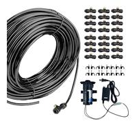 Misting Nozzle Adjustable Brass Atomizing, Outdoor Misting System Pump Copper Nozzles Micro Cooling Kit Multiple Sizes for Garden(25M(82ft)-40 nozzles)