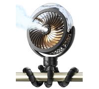 Misting Stroller Fan, 6000mAh Battery Operated Portable Fan with Light & 360° Pivoting, Personal Fan with Flexible Tripod for Baby, Office, Travel,Treadmill,Outdoors