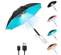 Misting Umbrella with Fan & Water Bottle, Portable 3 in 1 usb Rechargeable Sunshade, Mist Spray Sun Umbrella with Miste for Outdoor, Beach, BBQ, and Festivals, UV Blocking (Blue,Rechargeable)