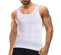 Men Compression Shirts Men Slimming Shirts Mens Body Shaper Chest Vest Tank Tops Abs Abdomen Undershirts Gynecomastia, White, XL