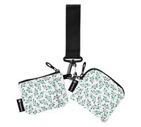 Mistletoe and Carry Women's Coin Pockets Card Holder Slim Detachable Zipper Wristband Wallet with Wrist Strap for Women Men 2 Pack, Mistletoe and Wear Red Geen, 1 Size, Modern, Mistletoe and Berry Red