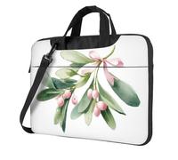 Mistletoe Sprigs Soft Green Leaves Pastel Pink Berries Laptop Bag Laptop Case 15.6 Inch Computer Bags Padded Sleeve Cover For Women Men