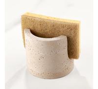 MISTOD Natural Marble Beige Travertine Sponge Holder, Drying Rack, Dish Sponge Caddy for Kitchen Counter Sink Organizer