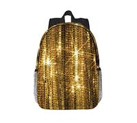 MISTRARA Gold Sequin Sparkle 15 Inch Lightweight Backpack Laptop Backpack Hiking Backpack Sports Backpack