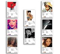 MISTRARA Rihanna Album Cover Limited Edition Posters (Set of 8) Unframed 8inch X 12inch(20 X 30cm) Room Aesthetic Scannable Song Code Music Posters