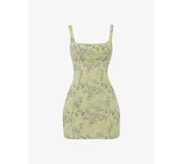 Mistress Rocks Womens Green Embroidered Square-neck Woven Mini Dress M