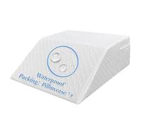 Mistuki Waterproof White Wedge Pillow Cover case Leg Elevation Pillowcase Knee Post-Surgery Bed Wedge Replacement case with Pocket (Cover Only) - 24x21x8 Pillow Protector