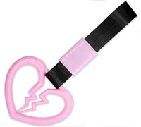 MistWorks Tsurikawa Broken Heart Shaped JDM Hang Ring, Car Handle Strap Drift Charm Rear Bumper Warning Decor Subway Bus Handle (Pink Broken Heart)