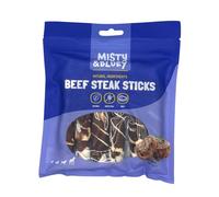 Misty & Bluey Beef Steak Sticks, Natural Grain Free Dog Chew Treat Sticks, Real Meat Wrapped Around Beef Skin Twist, Ideal For All Dogs & Puppies Over 4 Months, 180g (Single, Beef Steak)