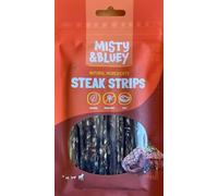 Misty & Bluey Steak Strips, Natural Grain Free Dog Chew Treats, High Protein, High Meat Content 70%+, Gentle On Tummies, Ideal For All Dogs & Puppies Over 4 Months, 70g (Single, Steak)
