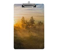 Misty Bog Landscape at Sunrise A4 Size Clipboard Funny Aesthetic Working Studying Letter Standard Clip Board 12.5×8.5 in Hardboard for School Classroom Kids Writing Drawing
